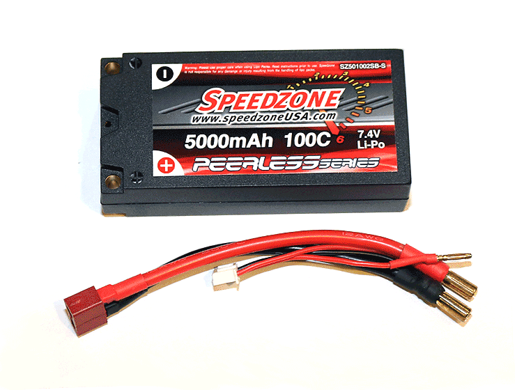 Speedzone SHORTY HardCase LiPo 7.4V 5000mAh 100C 2S Battery Pack 5MM