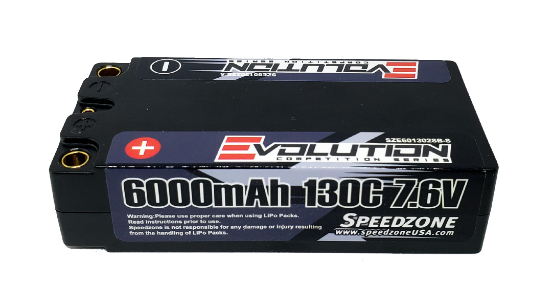 Evolution 6000mAh 130C 2S 7.6V LiHV Shorty Lipo Battery Pack Hard Case w/ 5MM Bullet