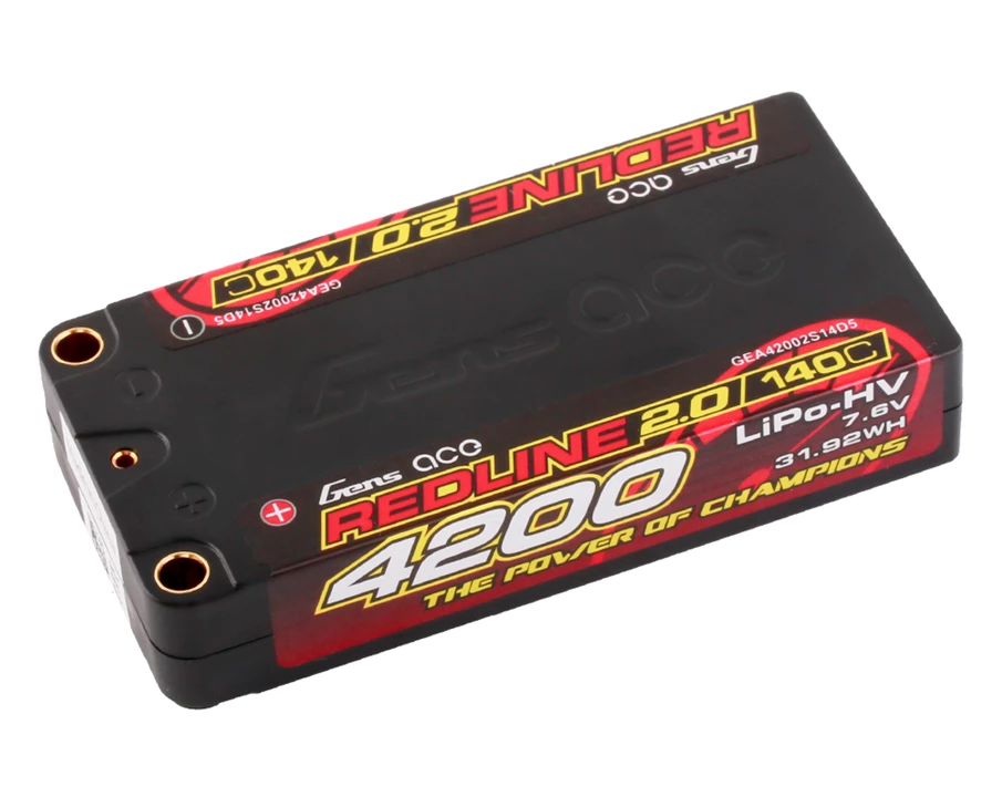 Gens Ace Redline 4200mAh 2S 140C 7.6V HardCase HV Shorty Lipo Battery - GEA42002S14D5