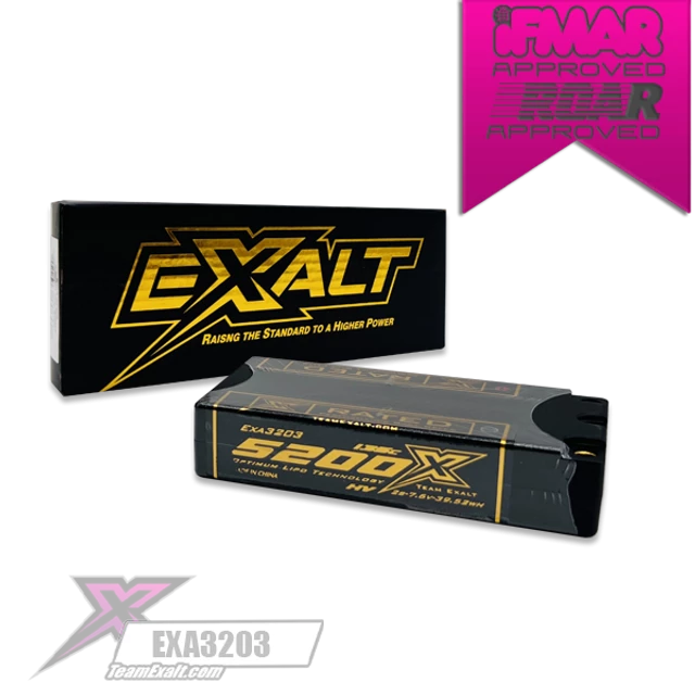 Exalt X-Rated 5200mah 135c 2s 7.6v LCG Shorty HardCase HV Lipo Battery - EXA3203