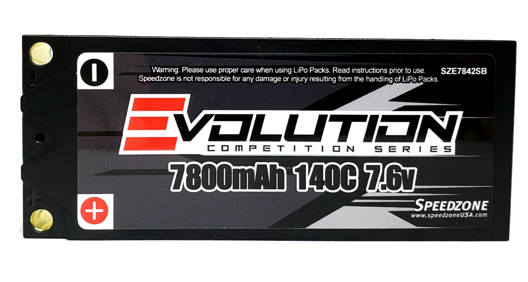 Evolution 7800mAh 140C 7.6V Mid Size Shorty 2S HV Battery Pack 1/18 Scale SZE7842SB