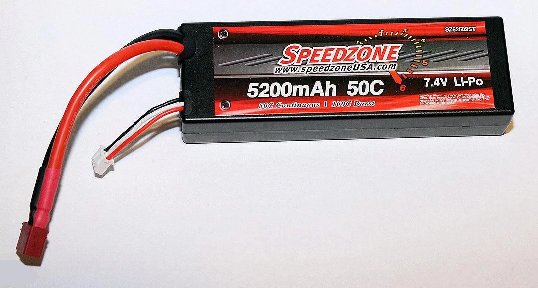 Speedzone 5200 mAh 50C HardCase Lipo Pack 2S 7.4V 1/10 Stampede 4x4 Trucks Cars Deans