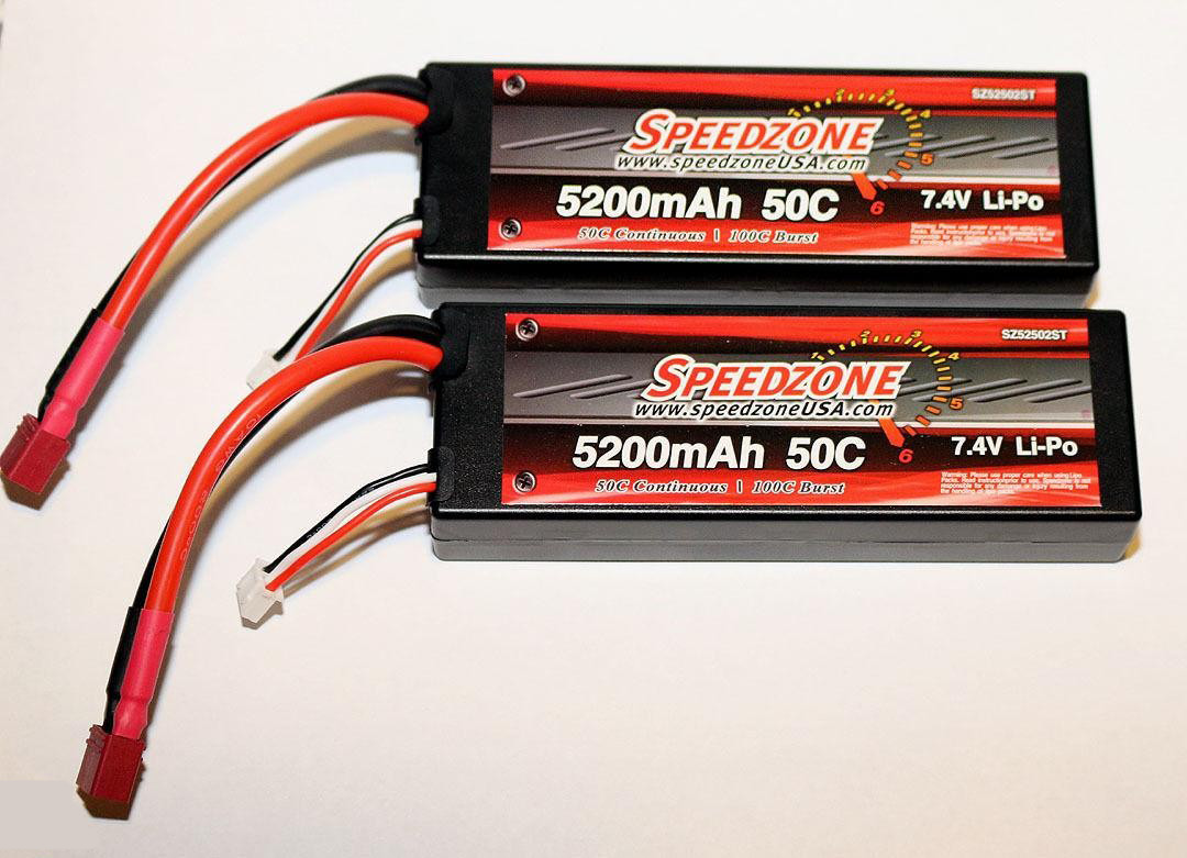 Speedzone 5200mAh 50C Hard Case Lipo Battery 2S 7.4V 1/10 Traxxas Stampede Dean 2 PCS