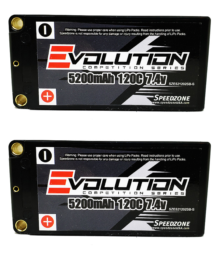 Evolution 5200mAh 120C 2S SHORTY HardCase LiPo 7.4V Battery Pack 5mm Bullet X 2