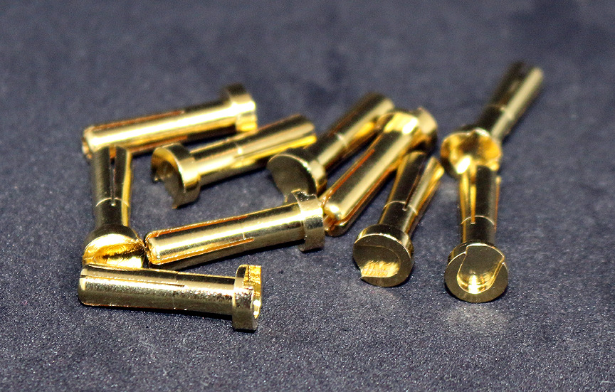 Evolution 4mm Gold Low Profile Bullet Connectors 5 Sets (10 PCS) Male 18mm USA