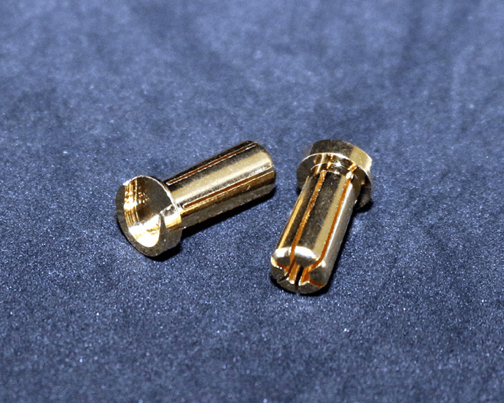 Evolution 5mm Gold Low Profile Bullet Connectors (10 PCS) Male Banana 14mm (L)