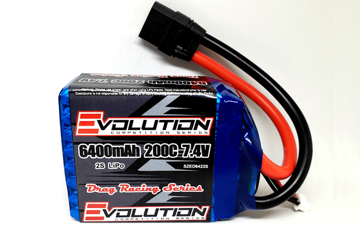 Evolution 6400mAh 200C 2S 7.4v Drag Racing Lipo Battery Pack XT90 Connector 8awg Wire