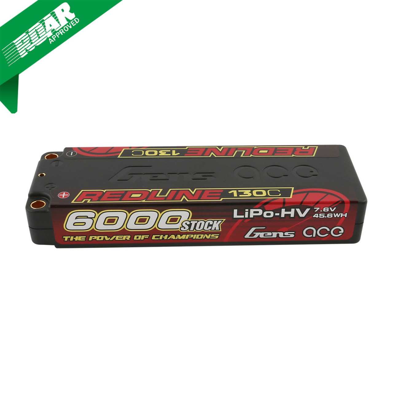 Gens Ace Redline Series 6000mAh 7.6V 130C 2S2P HardCase HV Lipo Low Profile Battery