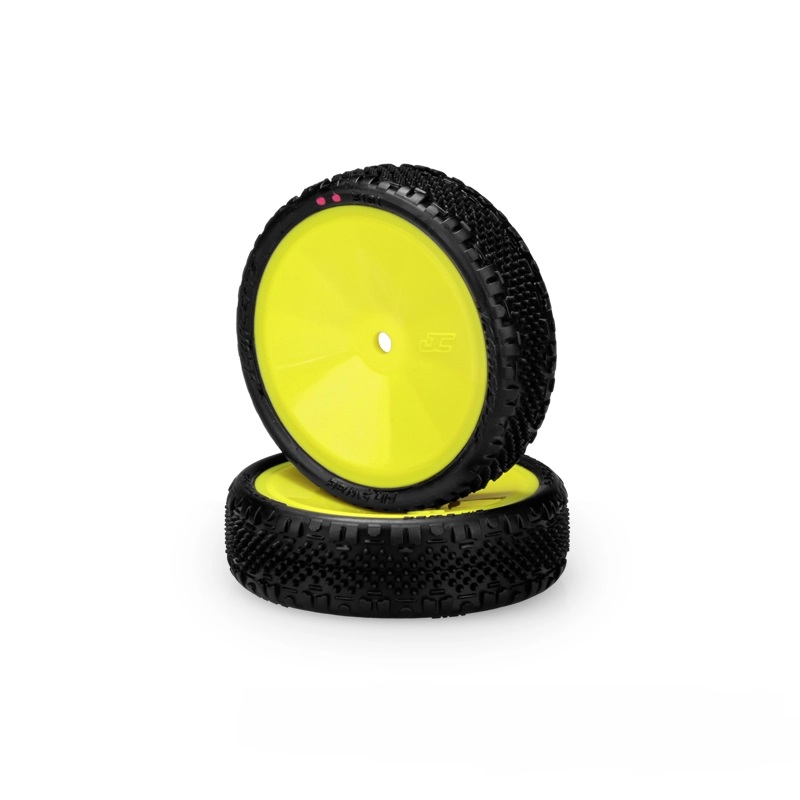 JConcepts Pin Swag 2wd Front Pink Pre-Mounted on 3376Y Yellow Wheels 3181-201011