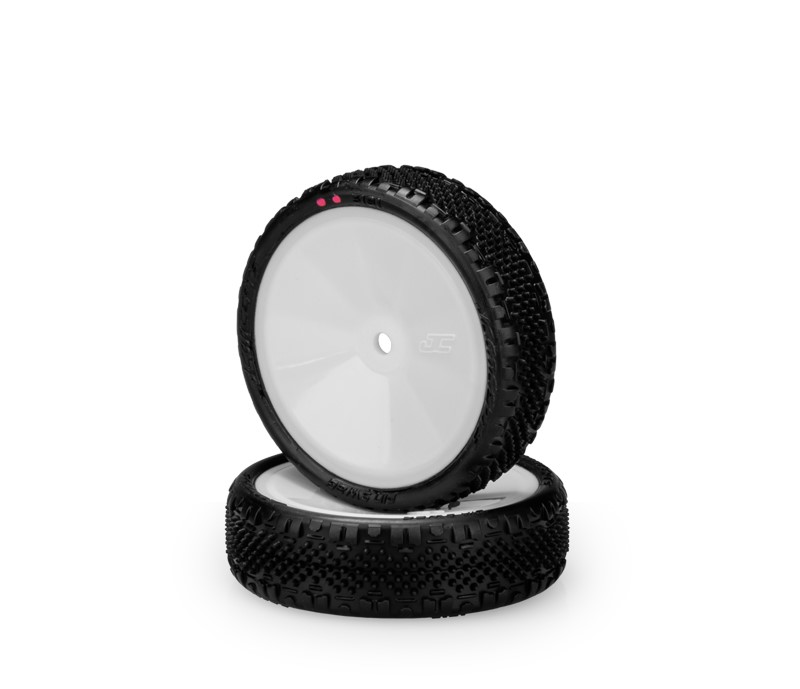 JConcepts Pin Swag 2wd Front Pink Pre-Mounted on 3376W White Wheels 3181-101011